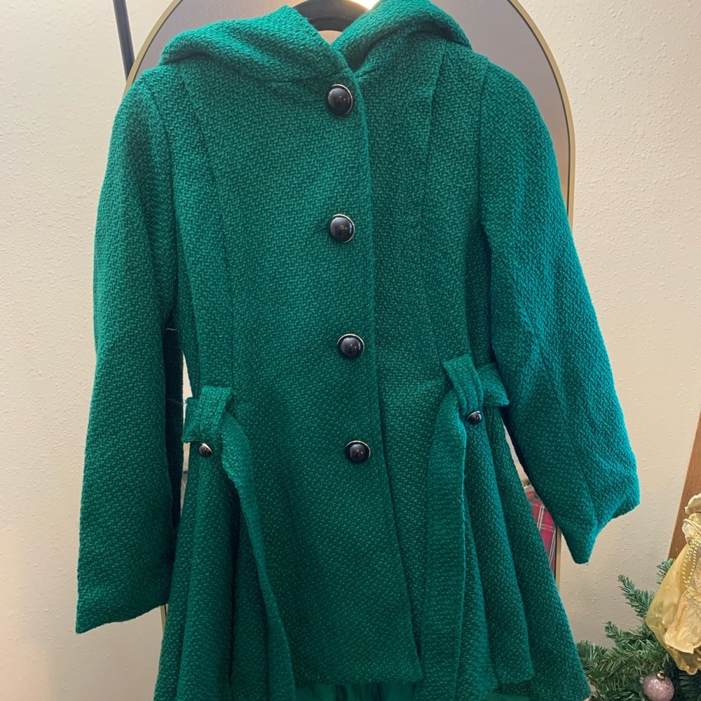 Steve Madden Emerald Green Hooded Cape with Buttons